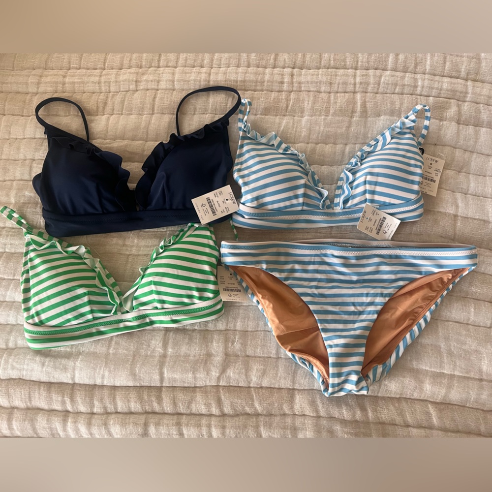NWT- 3 J. Crew bikini tops and 1 J. Crew bikini bottom